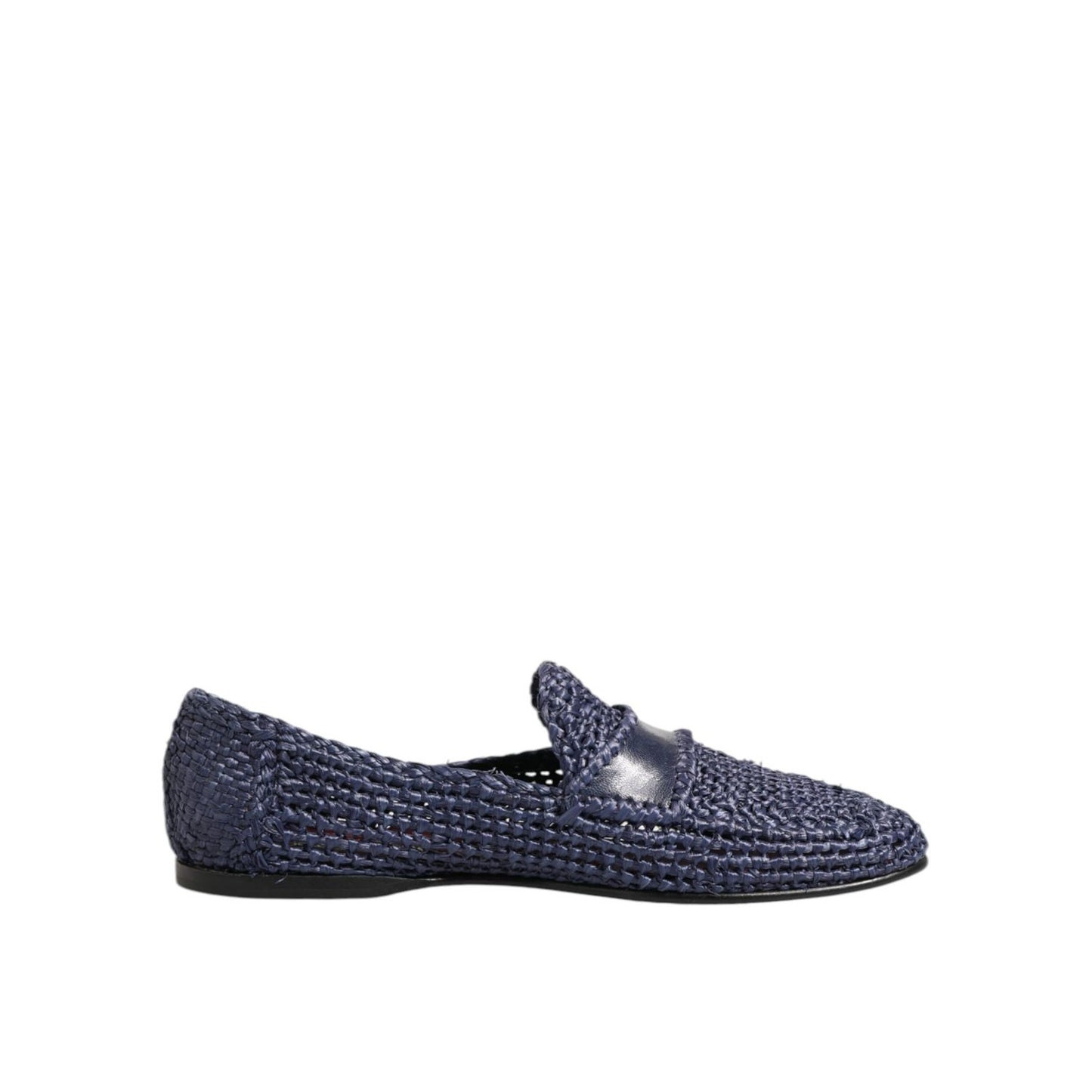 Dolce & Gabbana Blue Woven Leather Slip On Loafers Men Shoes with elegant texture and modern design.