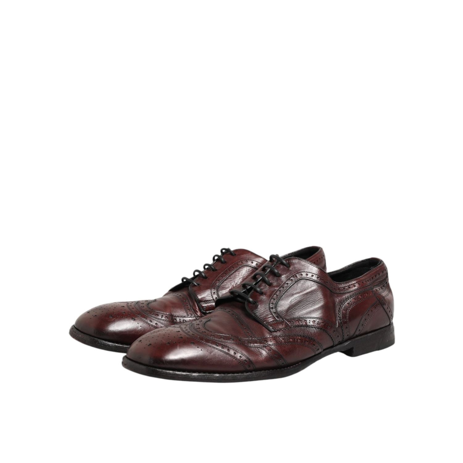 Dolce & Gabbana Bordeaux Leather Lace Up Dress Derby Shoes
