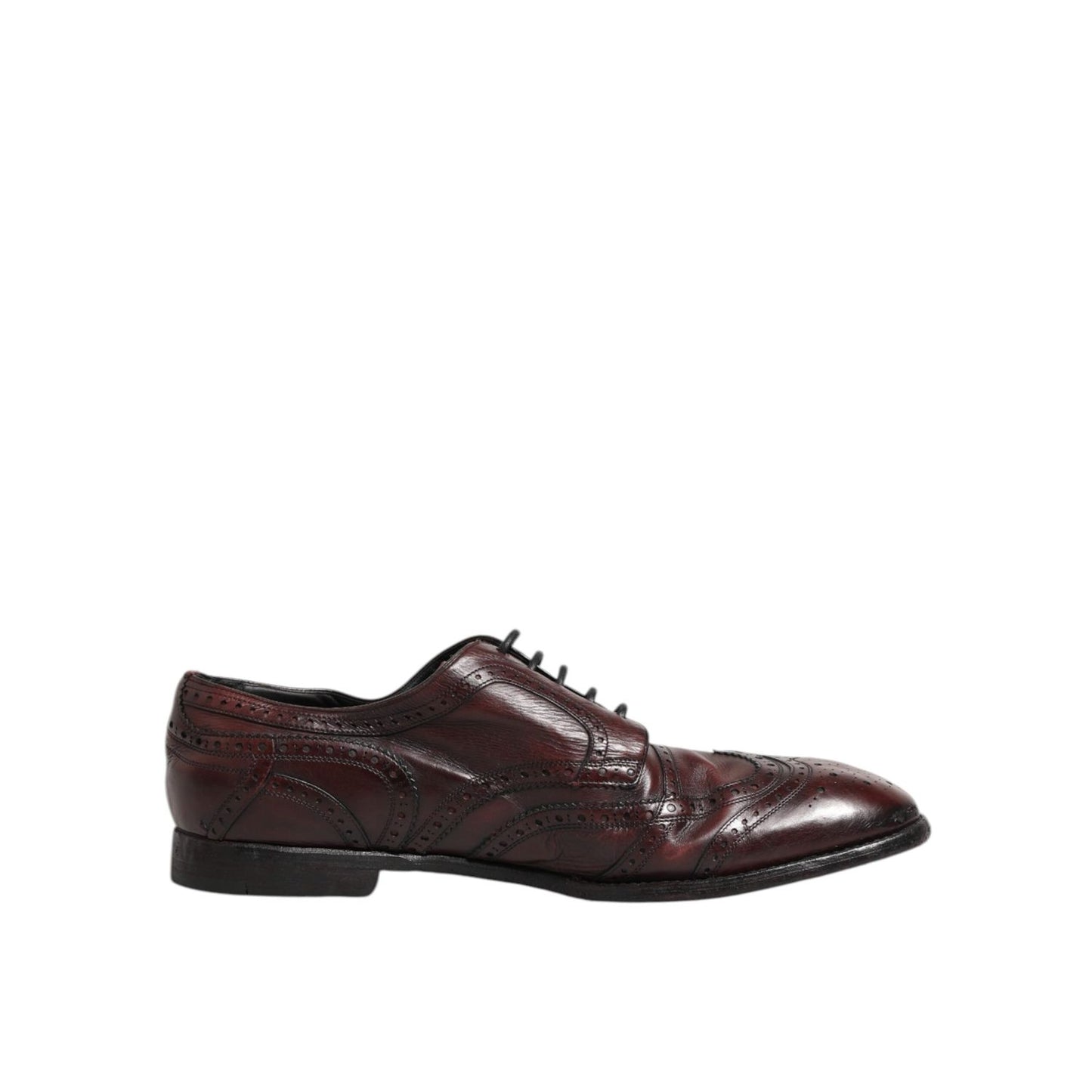 Dolce & Gabbana Bordeaux Leather Lace Up Dress Derby Shoes in side view