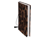 Dolce & Gabbana Brown Black Polyester Leopard Logo Print Small Notebook