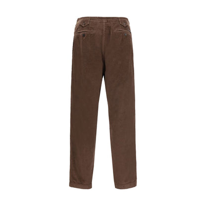 Dolce & Gabbana Brown Cotton Casual Pants, AW25 season, regular fit corduroy with zipper and button closure, back view.