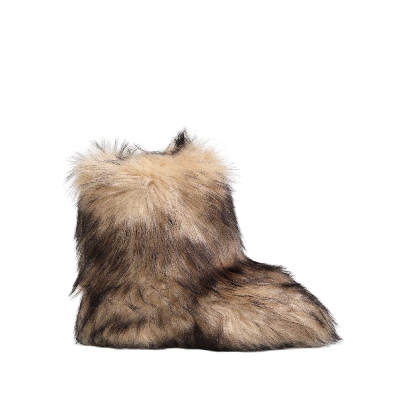Dolce & Gabbana Brown Faux Skim Ski Fur Men Short Boots Shoes with cozy silhouette and luxurious plush texture.