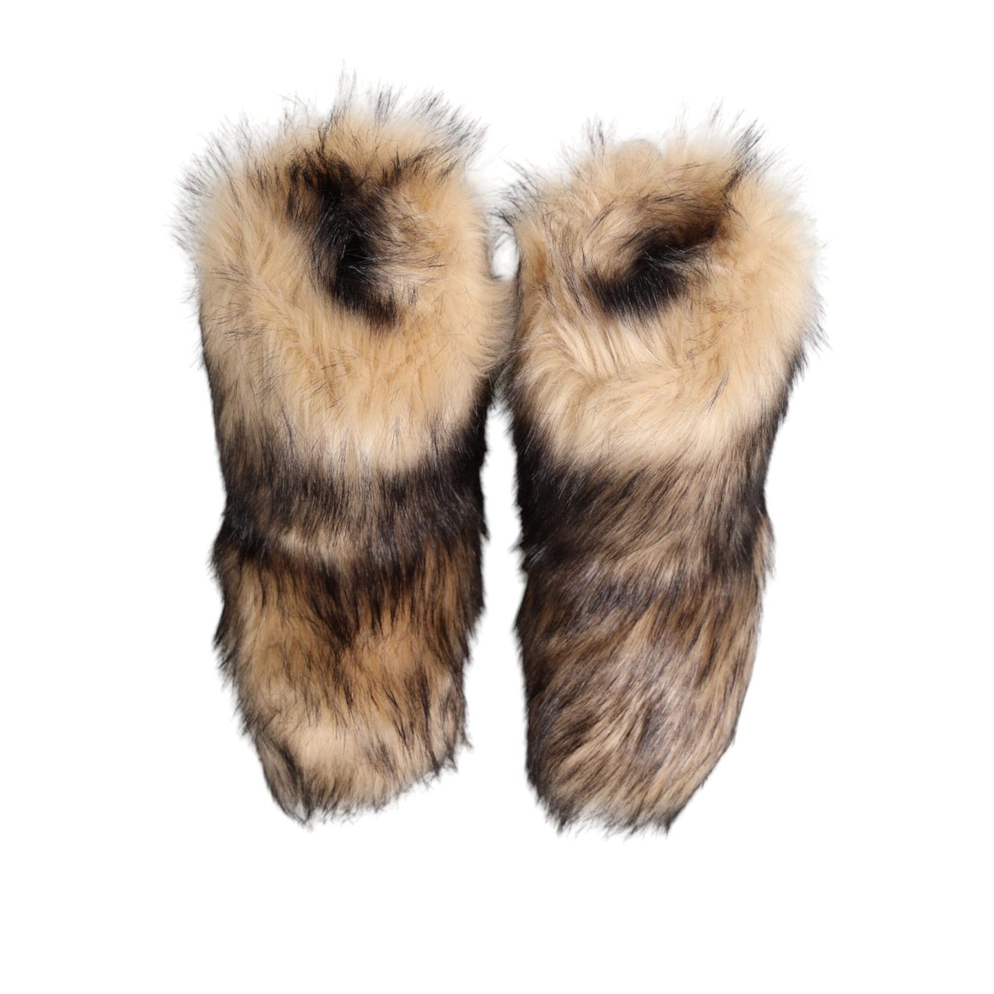 Dolce & Gabbana Brown Faux Skim Ski Fur Men Short Boots Shoes for winter wear, cozy silhouette, stylish footwear for après-ski.