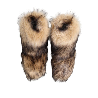Dolce & Gabbana Brown Faux Skim Ski Fur Men Short Boots Shoes for winter wear, cozy silhouette, stylish footwear for après-ski.