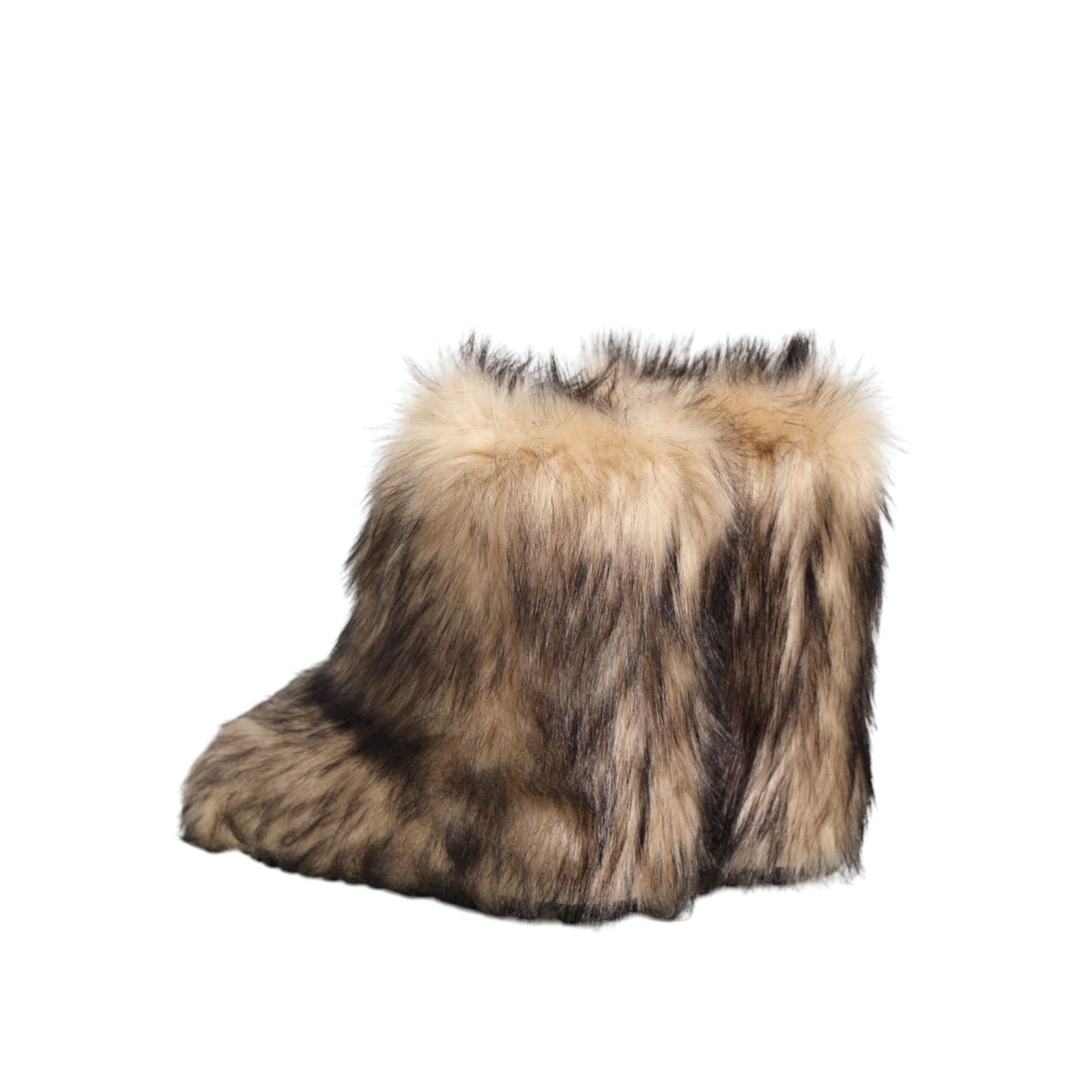 Dolce & Gabbana Brown Faux Skim Ski Fur Men Short Boots Shoes with plush design for luxurious winter style and comfort.