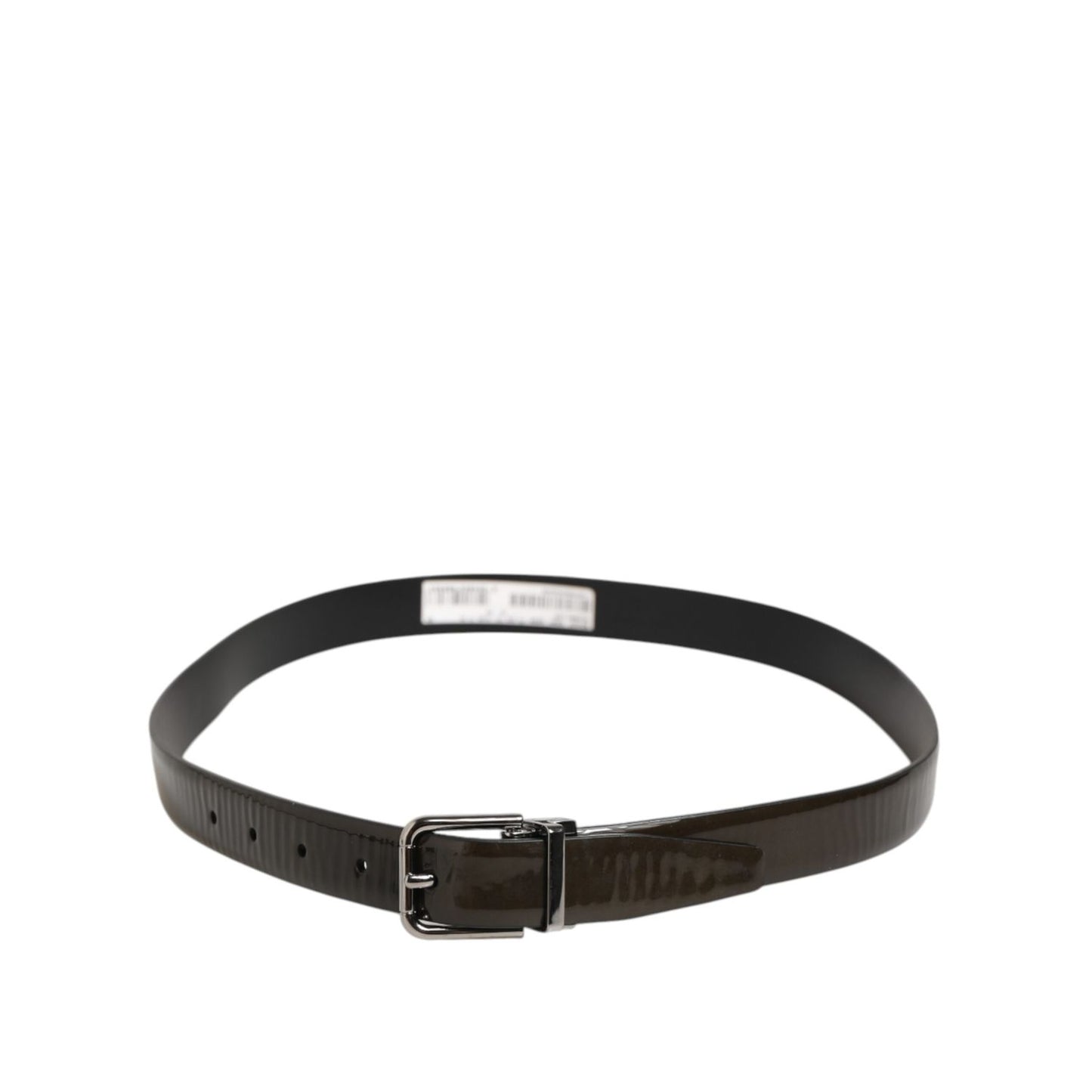 Dolce & Gabbana Brown Glossy Leather Classic Metal Buckle Belt