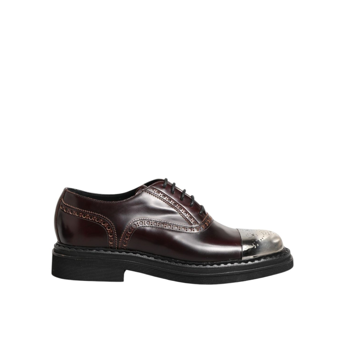 Dolce & Gabbana Brown Leather Lace Up Dress Men Oxford Shoes showcasing elegant calf leather and classic design.