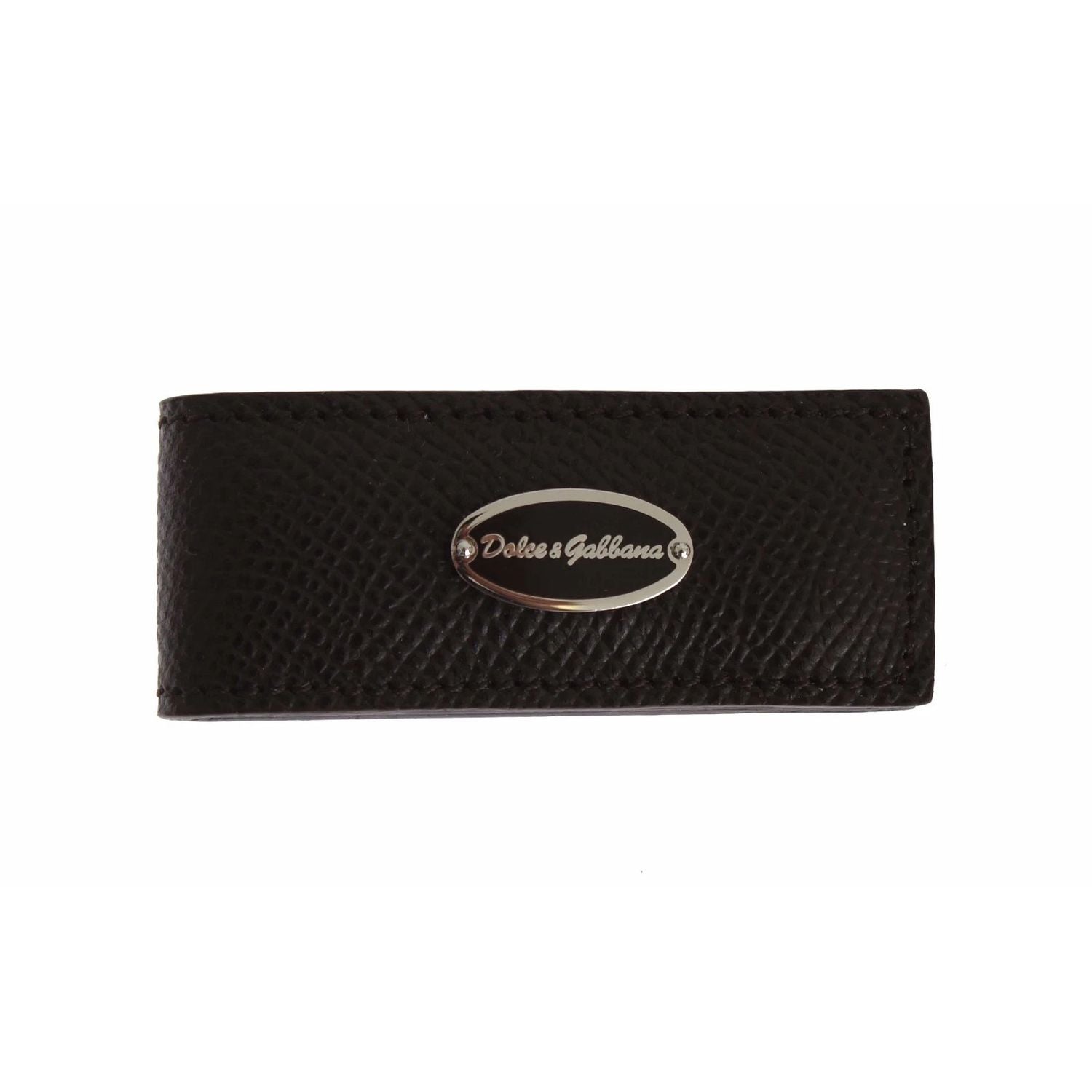 Dolce & Gabbana Brown Leather Magnet Mens Money Cash Clip