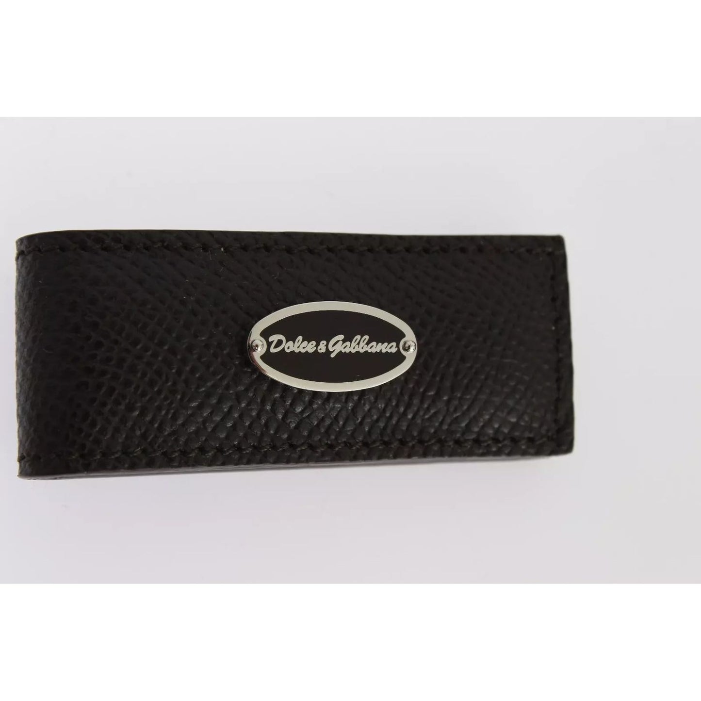 Dolce & Gabbana Brown Leather Magnet Mens Money Cash Clip with logo, 100% leather, made in Italy, MainLine collection, 6cm length.