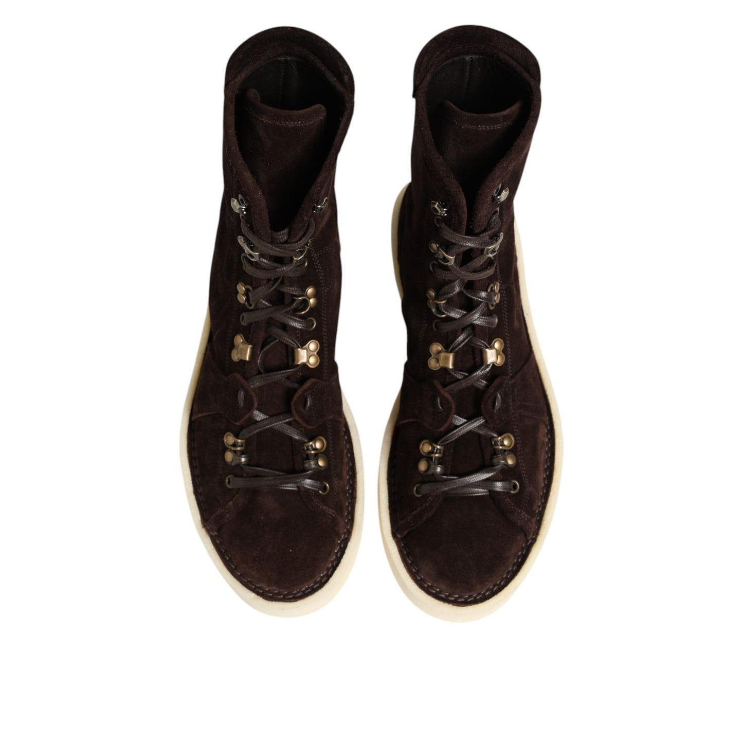 Dolce & Gabbana Brown Suede Lace Up Ankle Short Boots Shoes for a refined and casual style.