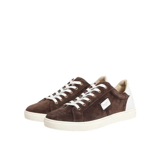 Dolce & Gabbana Brown Suede Leather Low Top Men Sneakers Shoes