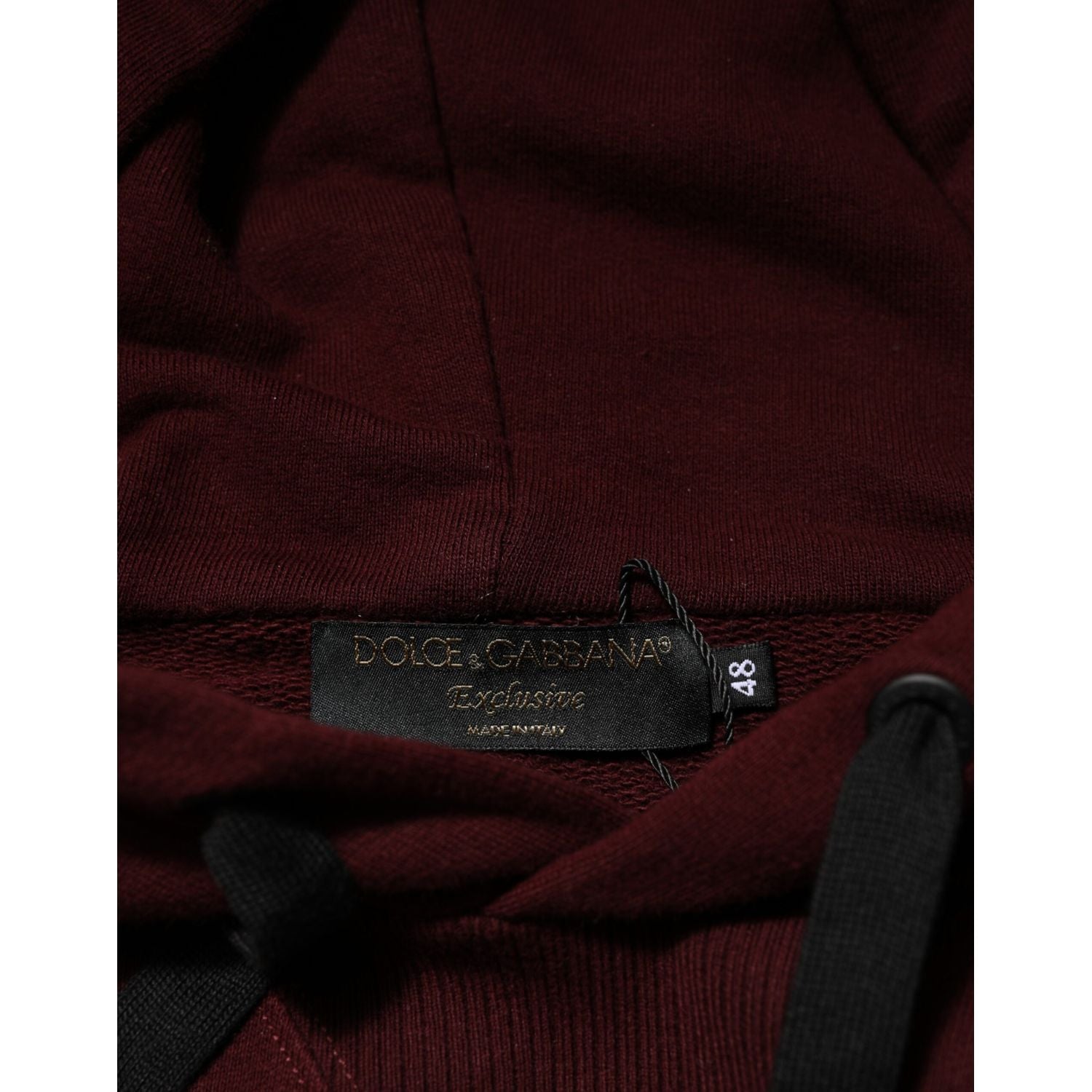 Dolce & Gabbana Burgundy Cotton Plaid Lined Men Hoodie Sweater