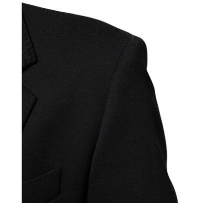 Dolce & Gabbana Dark Blue Cotton Men Jacket Coat Blazer Suit