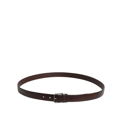 Dolce & Gabbana Dark Brown Leather Antique Silver Buckle Belt with classic design on neutral background