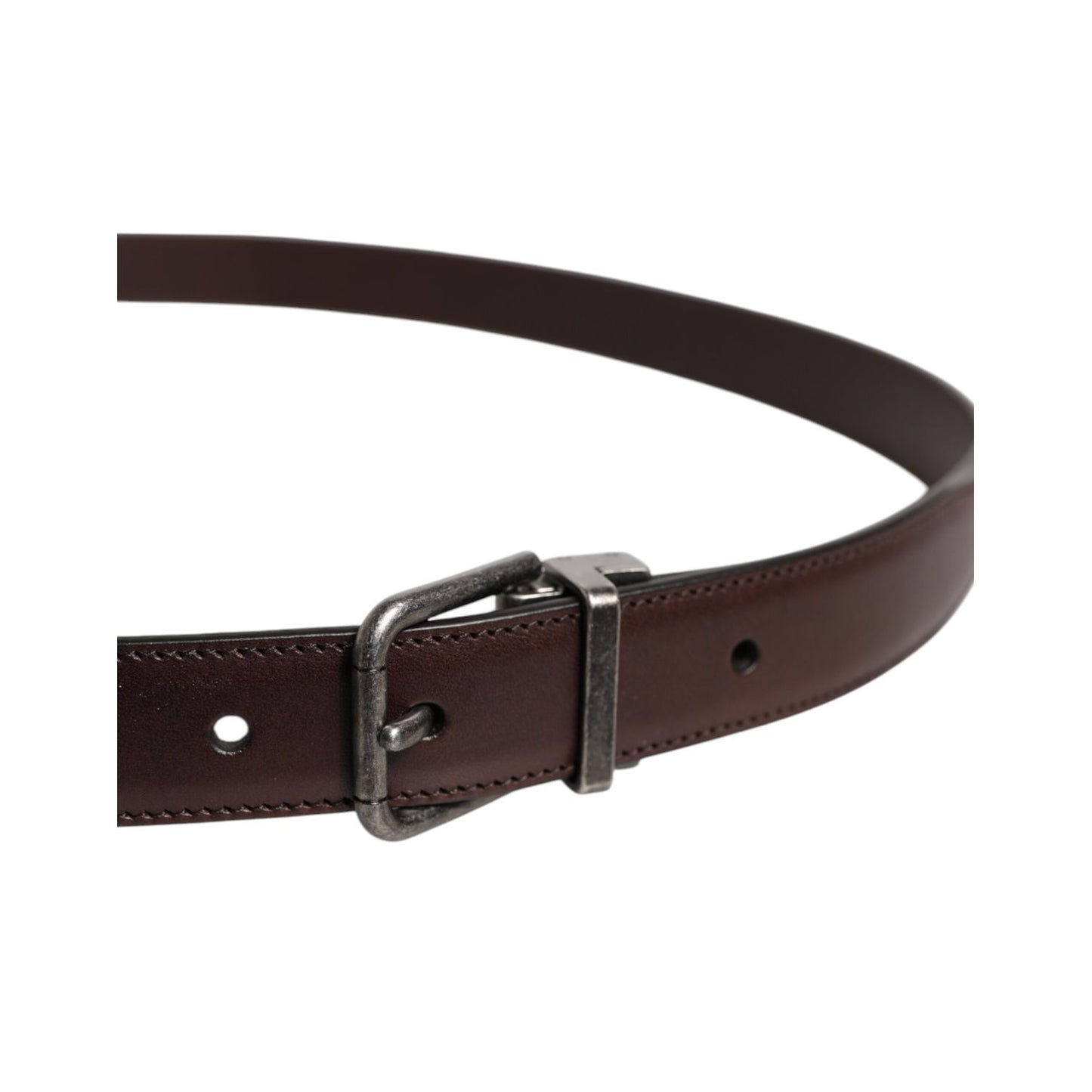 Dolce & Gabbana Dark Brown Leather Antique Silver Buckle Belt - classic style accessory with silver-tone hardware.