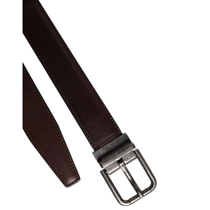 Dolce & Gabbana Dark Brown Leather Antique Silver Buckle Belt in rich leather with classic silver-tone buckle, stylish for any outfit.