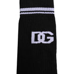 Dolce & Gabbana Black Cotton Logo Mid Calf Men Socks SCS2191-XL