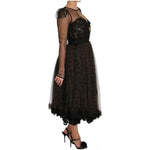 Dolce & Gabbana Black Gold Crystal Heart A-line Dress DR1583-44
