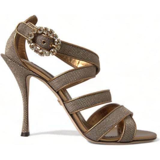 Dolce & Gabbana Dolce & Gabbana Bronze Crystal Stiletto Heels Sandals LA10318-40 1728,67345645728,Bronze,Dolce & Gabbana,EU40/US9.5,Material: Leather,New with tags,Sandals - Women - Shoes,Women