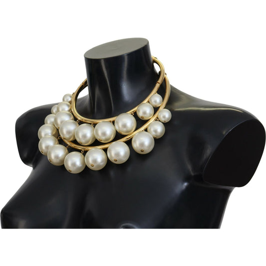 Dolce & Gabbana Dolce & Gabbana Elegant Faux Pearl Embellished Gold Choker SMY101066 1728,67345645728,Dolce & Gabbana,Jewelry,Necklaces - Women - Jewelry,New with tags,White,Women,Women - Jewelry