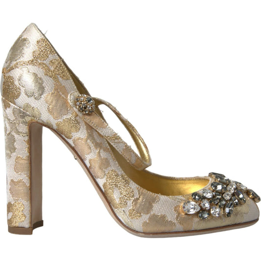 Dolce & Gabbana Dolce & Gabbana Gold Jacquard Crystal Mary Janes Pumps Shoes LA10838-39 1728,67345645728,Dolce & Gabbana,EU39/US8.5,Gold,Material: 35+15%LU+50%PC,New with tags,Pumps - Women - Shoes,Women