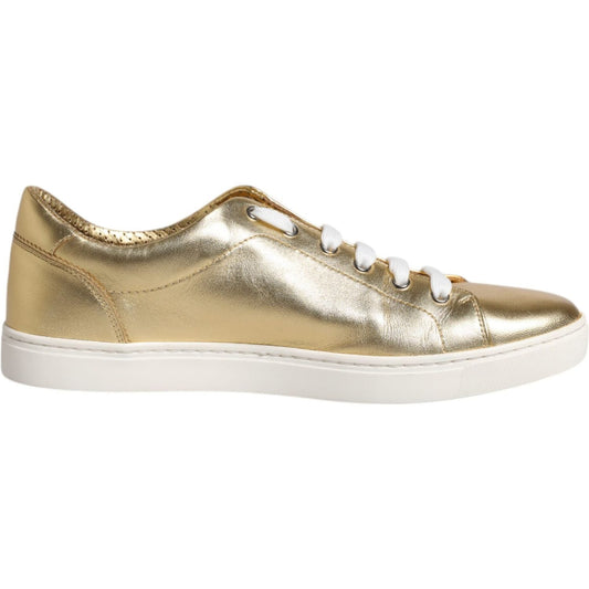Dolce & Gabbana Gold Leather Logo London Men Sneakers Shoes MV6519-41.5