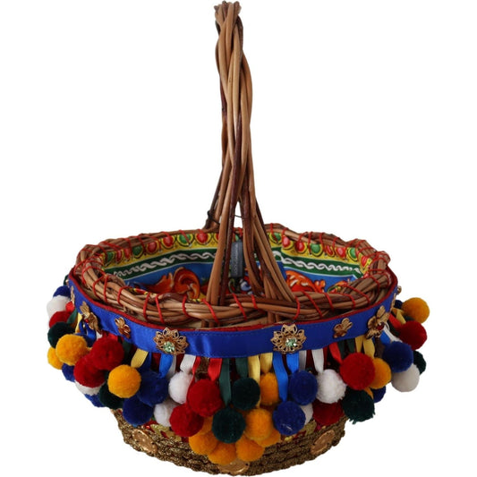 Dolce & Gabbana Dolce & Gabbana Multicolor Embellished Wicker Tote VAS12273 Category-Bags,Dolce & Gabbana,Gender-Women,Material: Wicker,Multicolor,New with tags,Subcategory-Tote,Tote Bags - Women - Bags,Women