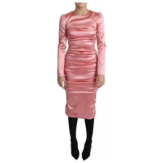 Dolce & Gabbana Dolce & Gabbana Pink Long Sleeves Bodycon Sheath Midi Dress DR2696-38 1728,67345645728,Dolce & Gabbana,Dresses - Women - Clothing,IT38 | XS,Material: 65% Acetate 29% Nylon 6% Elastane,Pink,Preowned / Defect,Women