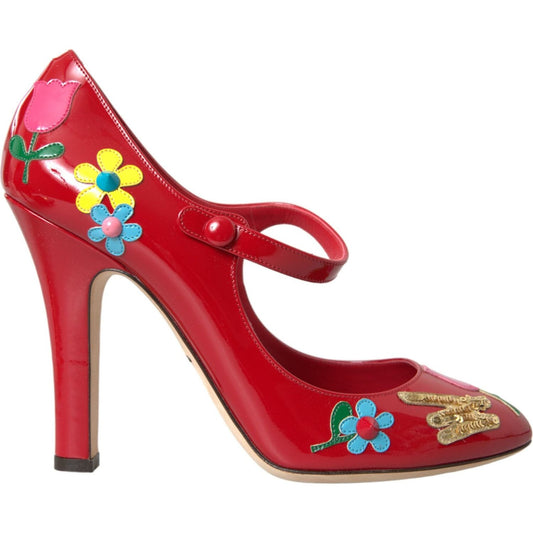 Dolce & Gabbana Dolce & Gabbana Red Leather Embellished Mary Jane Pumps Heels Shoes LA10721-40 1728,67345645728,Dolce & Gabbana,EU40/US9.5,Material: Leather,New with tags,Pumps - Women - Shoes,Red,Women