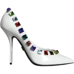 Dolce & Gabbana White Crystals Leather High Heels Pumps Shoes Dolce & Gabbana Dark Slate Gray