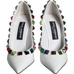 Dolce & Gabbana White Crystals Leather High Heels Pumps Shoes Dolce & Gabbana Light Gray
