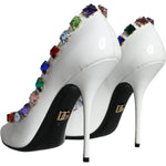 Dolce & Gabbana White Crystals Leather High Heels Pumps Shoes Dolce & Gabbana Light Gray
