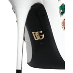 Dolce & Gabbana White Crystals Leather High Heels Pumps Shoes Dolce & Gabbana Black