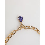 Dolce & Gabbana Gold Brass Crystal Pearl Purple Floral Pendant Jewelry Necklace with purple crystal detail