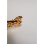 Dolce & Gabbana Gold Brass Glas Crystal Faux Pearl Embellished Brooch detail view