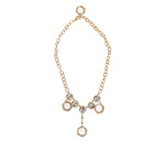 Dolce & Gabbana Gold Crystal Clock Face Pendant Statement Jewelry Necklace with vintage-inspired design and rhinestones.