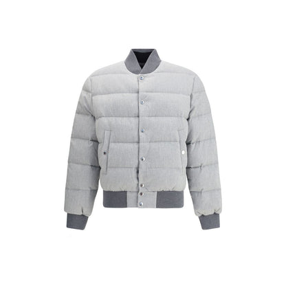 Dolce & Gabbana Gray Cotton Bomber jacket with reversible design, ribbed hem, snap button closure, and side welt pockets for AW25.