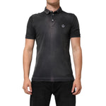 Dolce & Gabbana Gray Cotton Crown Collared Men Polo T-shirt with embroidered logo, front view.