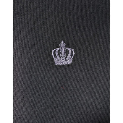 Dolce & Gabbana Gray Cotton Crown Collared Men Polo T-shirt