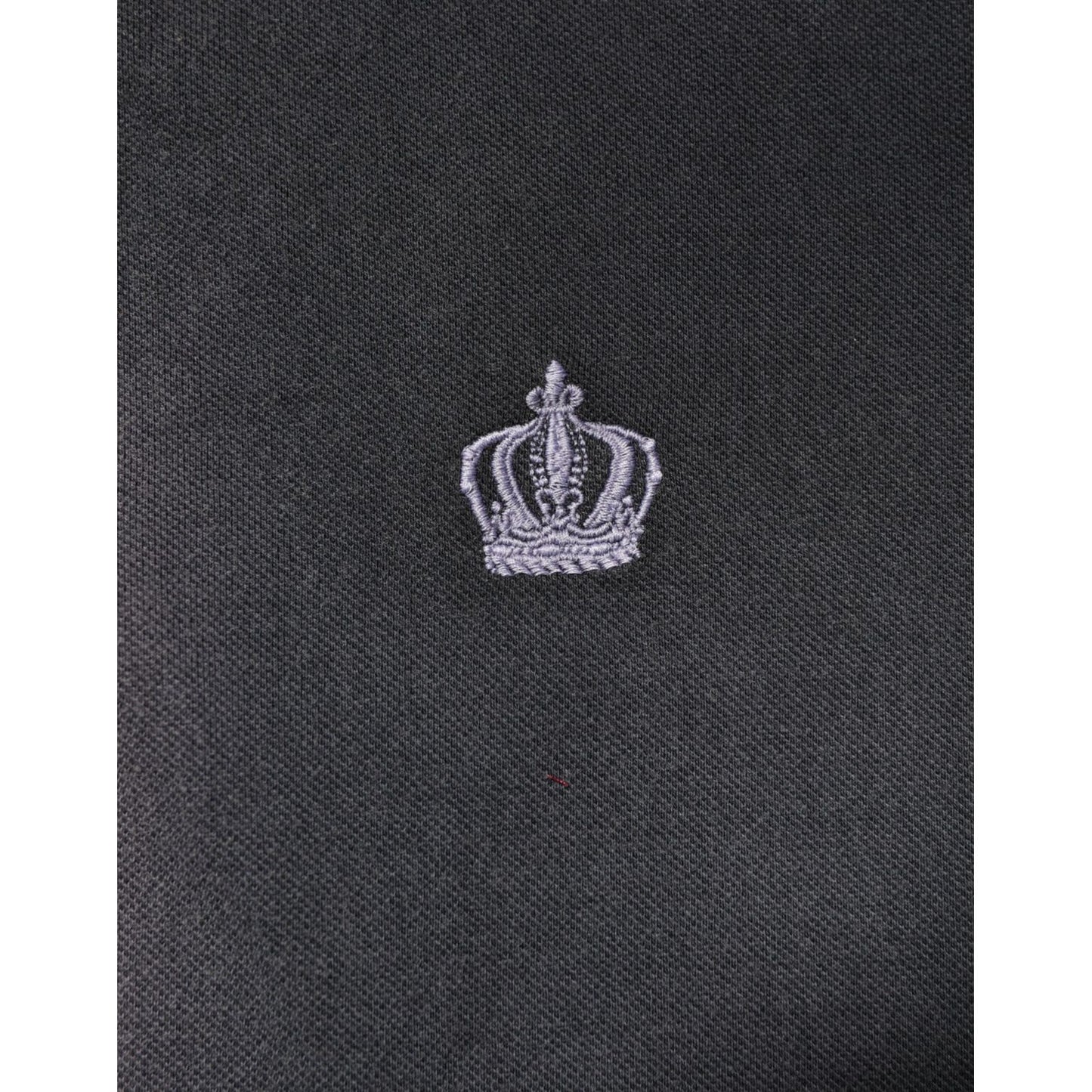 Dolce & Gabbana Gray Cotton Crown Collared Men Polo T-shirt with crown embroidery