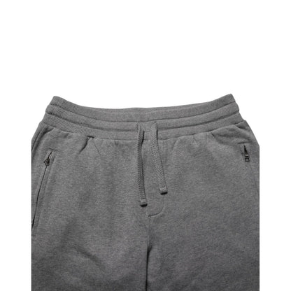 Dolce & Gabbana Gray Cotton Jogger Sweatpants Trouser Pants with elastic waistband and drawstring, soft gray cotton, tapered silhouette.
