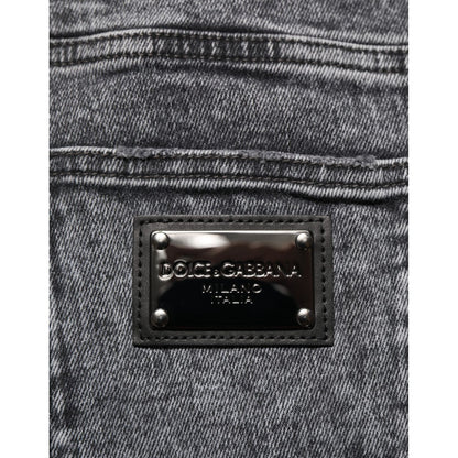 Dolce & Gabbana Gray Cotton Slim Fit Denim Trouser Jeans