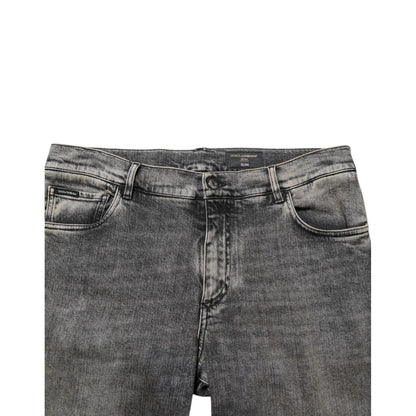 Dolce & Gabbana Gray Cotton Stretch Slim Fit Men Denim Jeans with classic five-pocket styling.