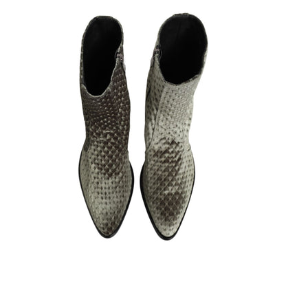 Dolce & Gabbana Gray Cotton Velvet Mid Calf Short Boots Shoes, top view showcasing quilted texture and sleek silhouette.