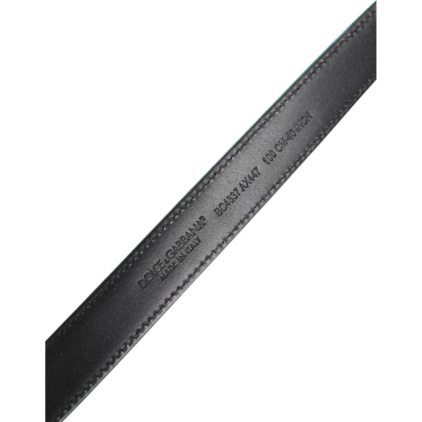 Dolce & Gabbana Green Black Polyester Metal Buckle Belt