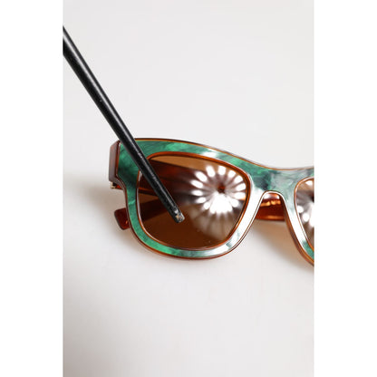 Dolce & Gabbana Green Brown Marbled Acetate DG4379-F Eyewear Sunglasses