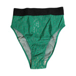 Dolce & Gabbana Green DG Logo Lace High Brief Panty Underwear with wide elastic waistband, vibrant green color, and iconic logo design.
