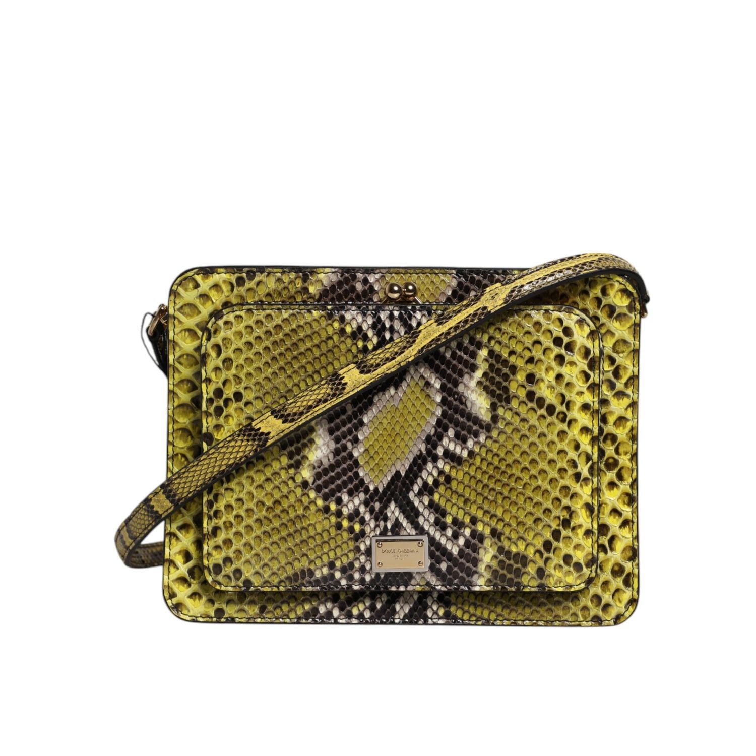 Dolce & Gabbana Green Exotic Leather DG Plaque Crossbody Clutch Bag