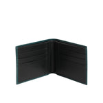 Dolce & Gabbana Green Leather DG Logo Engrave Men Bifold Card Holder Wallet open showing interior card slots