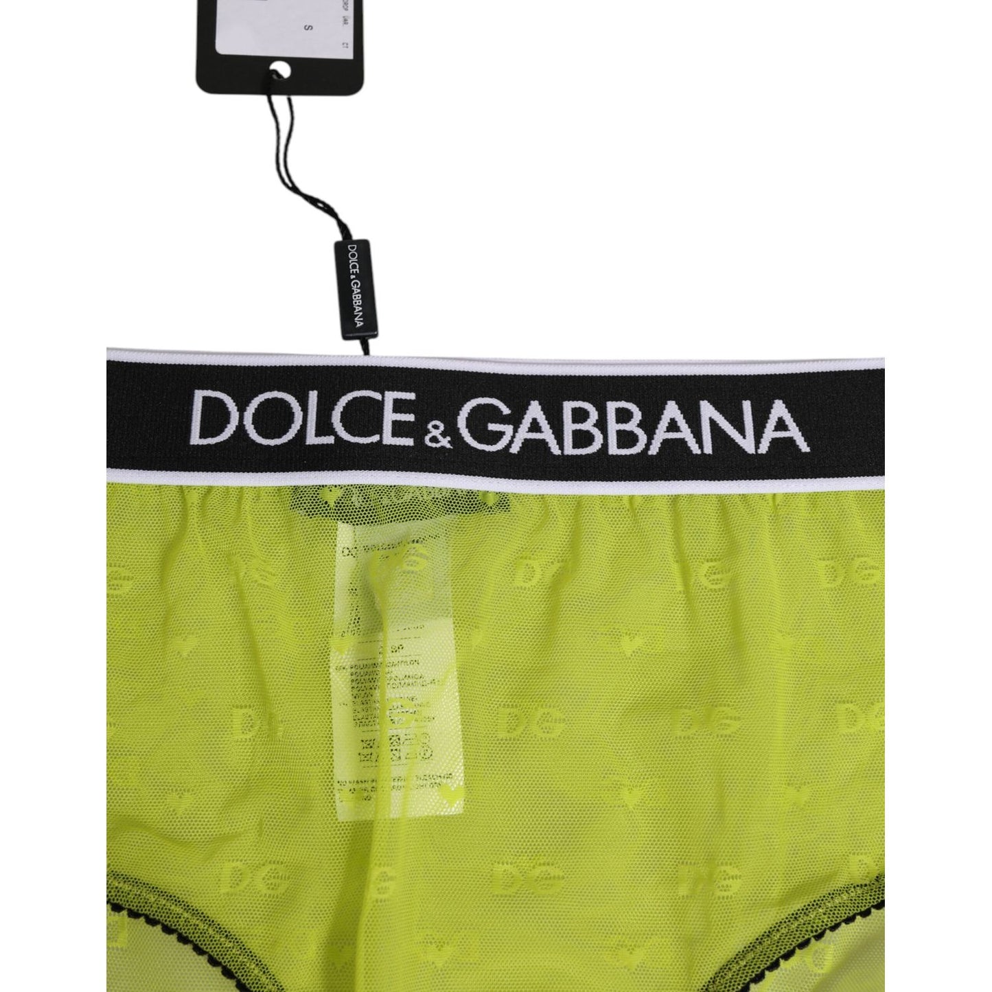 Dolce & Gabbana Green Nylon Logo Waistband Brief Panty Underwear with black logo waistband, made in Italy.